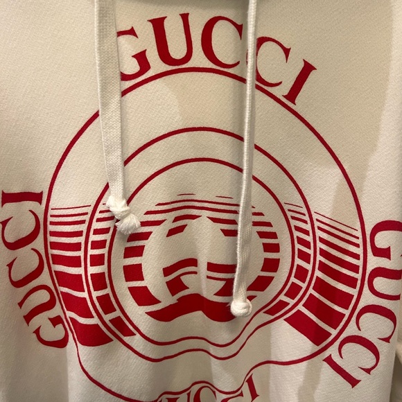 GUCCI White & Red Logo Hoodie size XS - Picture 5 of 9
